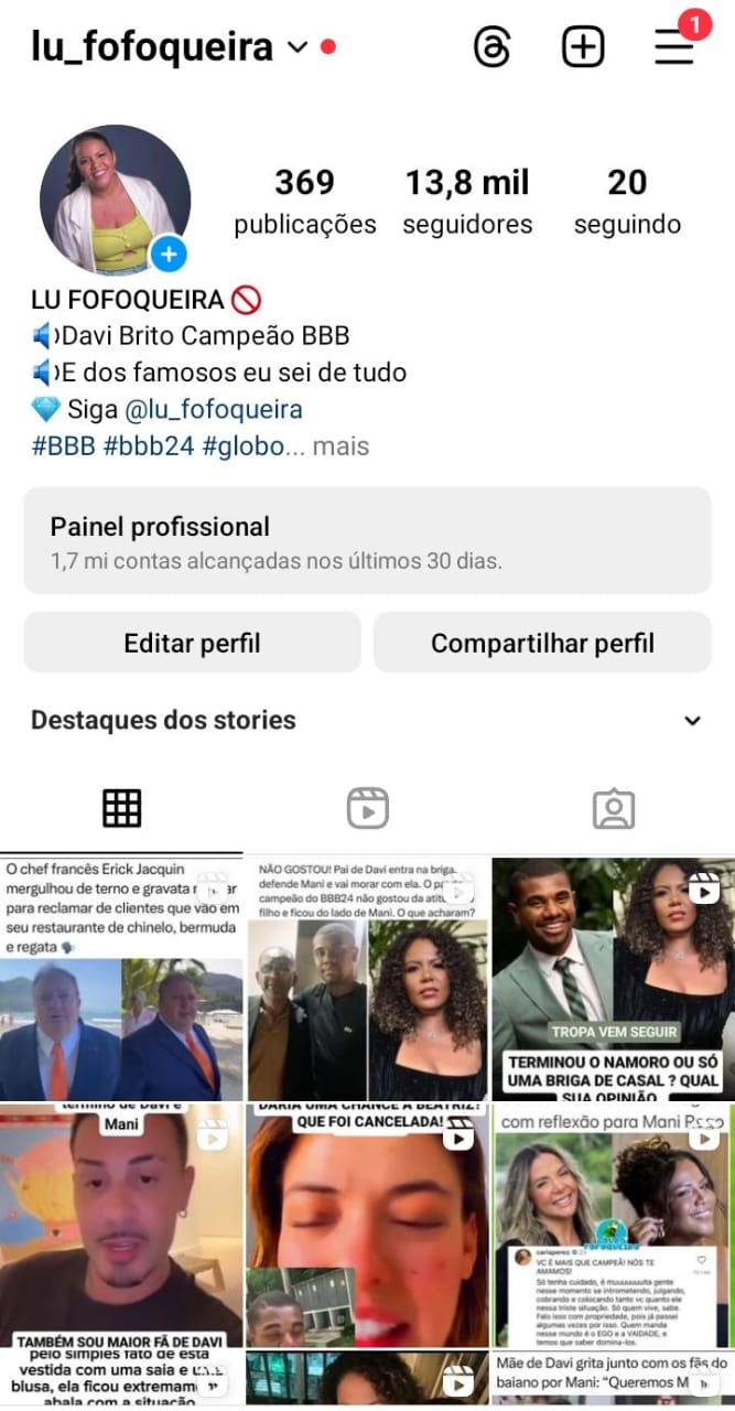 Contas King - Vendas de Contas do Instagram - lu_fofoqueira
