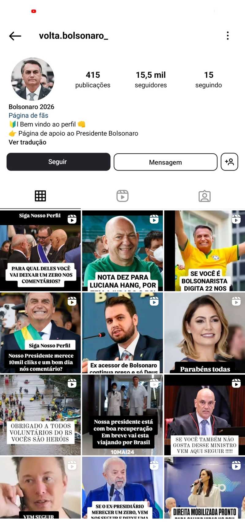 Contas King - Vendas de Contas do Instagram - volta.bolsonaro_