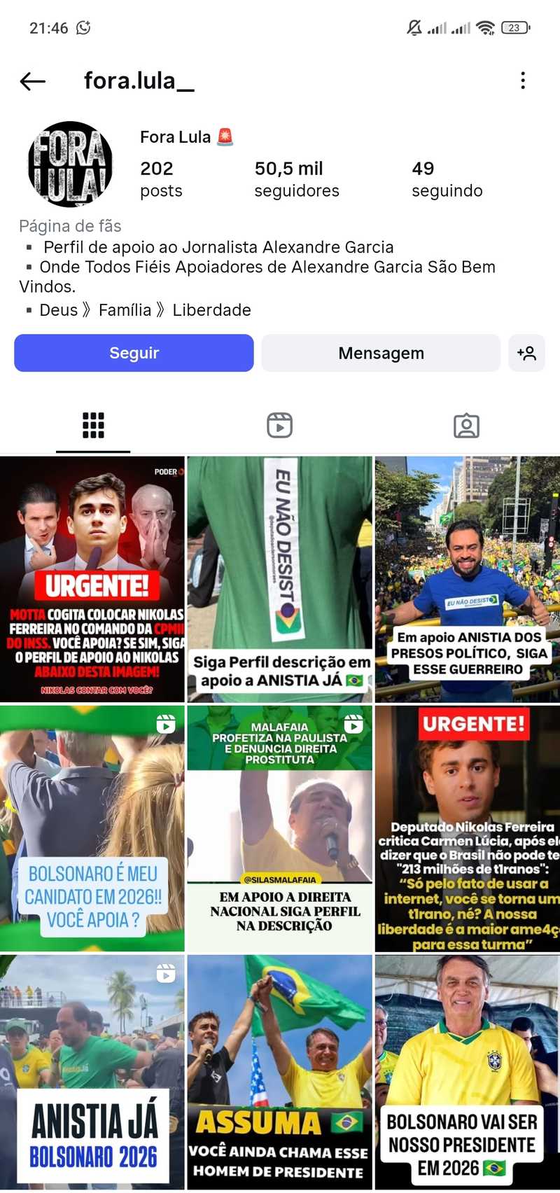 Contas King - Vendas de Contas do Instagram - fora.lula__