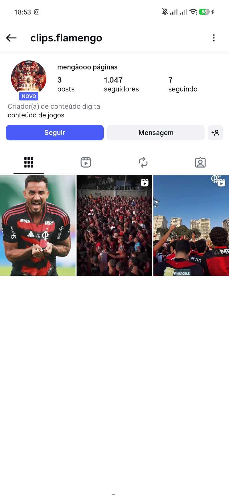 Contas King - Vendas de Contas do Instagram - clips.flamengo