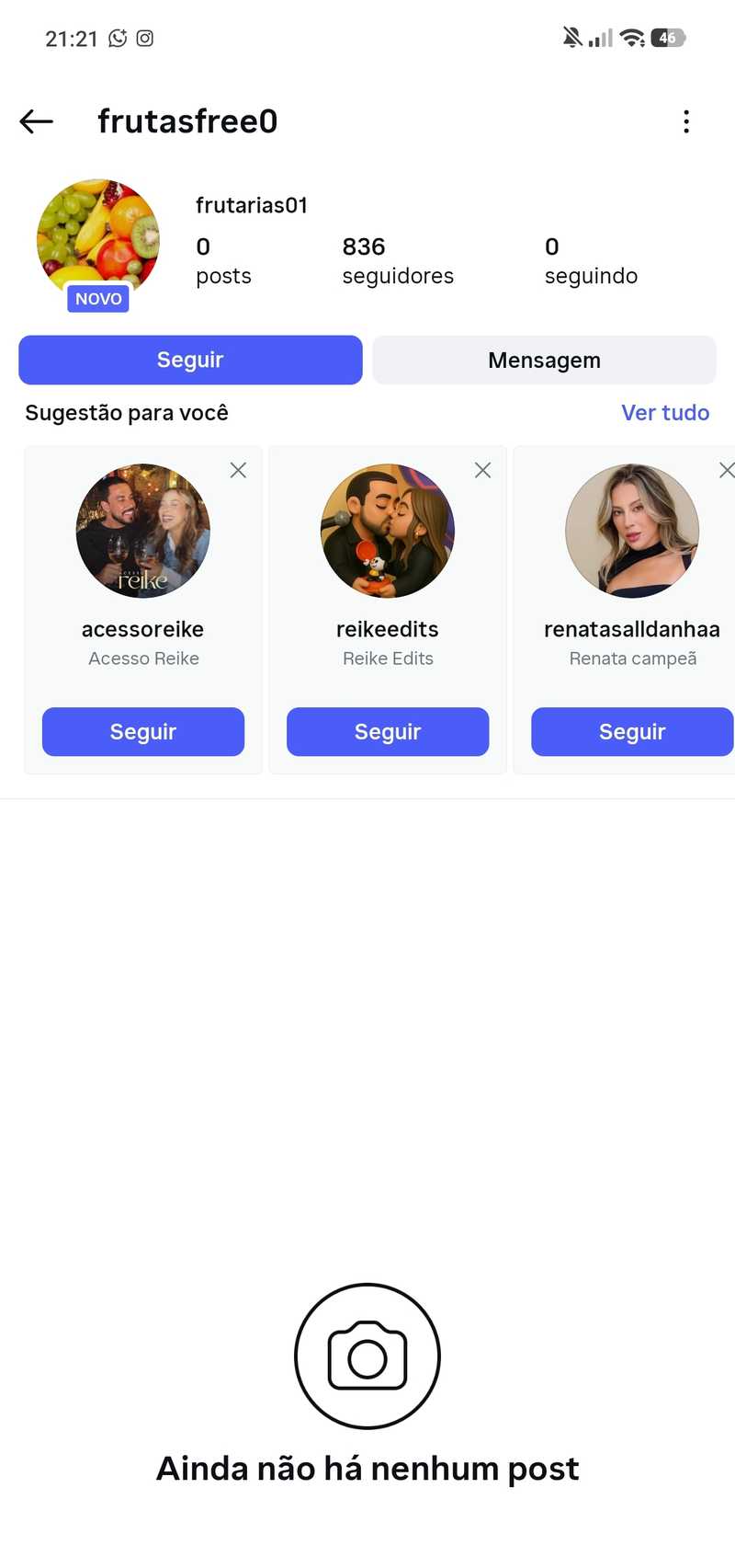 Contas King - Vendas de Contas do Instagram - Frutasfree0